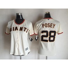 MLB San Francisco Giants 28 Buster Posey Cream Home Cool Base Baseball Women Jersey
