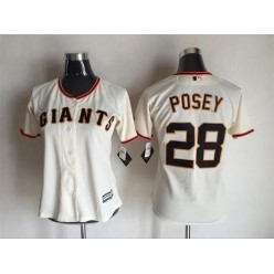 MLB San Francisco Giants 28 Buster Posey Cream Home Cool Base Baseball Women Jersey