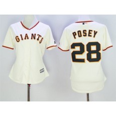MLB San Francisco Giants 28 Buster Posey Cream Home Cool Base Women Jersey