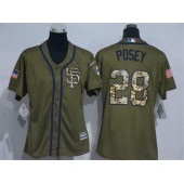 MLB San Francisco Giants 28 Buster Posey Green Salute to Service Majestic Baseball Women Jersey
