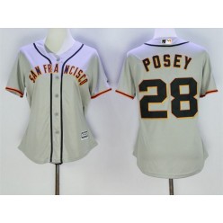 MLB San Francisco Giants 28 Buster Posey Grey Road Stitched Women Jersey