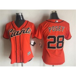 MLB San Francisco Giants 28 Buster Posey Orange Cool Base Baseball Women Jersey