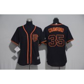MLB San Francisco Giants 35 Brandon Crawford Black SF New Cool Base Baseball Women Jersey
