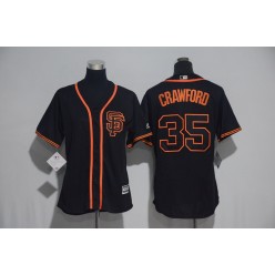 MLB San Francisco Giants 35 Brandon Crawford Black SF New Cool Base Baseball Women Jersey