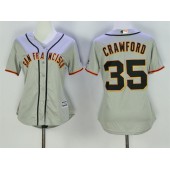 MLB San Francisco Giants 35 Brandon Crawford Grey Road Stitched Women Jersey