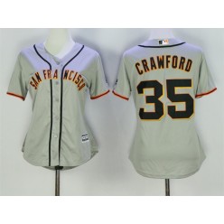 MLB San Francisco Giants 35 Brandon Crawford Grey Road Stitched Women Jersey