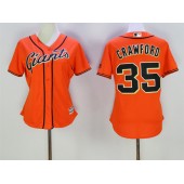 MLB San Francisco Giants 35 Brandon Crawford Orange New Cool Base Women Jersey
