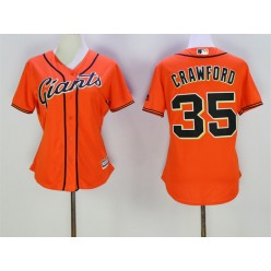 MLB San Francisco Giants 35 Brandon Crawford Orange New Cool Base Women Jersey