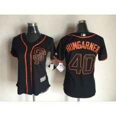 MLB San Francisco Giants 40 Madison Bumgarner Black SF 2015 Cool Base Baseball Women Jersey