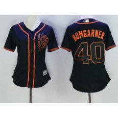 MLB San Francisco Giants 40 Madison Bumgarner Black SF Cool Base Baseball Women Jersey