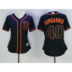 MLB San Francisco Giants 40 Madison Bumgarner Black SF Cool Base Baseball Women Jersey