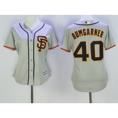MLB San Francisco Giants 40 Madison Bumgarner Gray SF Cool Base Baseball Women Jersey