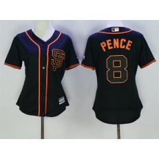 MLB San Francisco Giants 8 Hunter Pence Black SF Cool Base Baseball Women Jersey