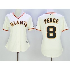 MLB San Francisco Giants 8 Hunter Pence Cream Home Cool Base Women Jersey