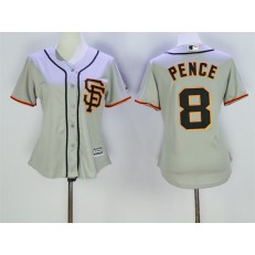 MLB San Francisco Giants 8 Hunter Pence Gray SF Cool Base Baseball Women Jersey