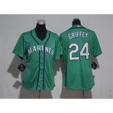 MLB Seattle Mariners 24 Ken Griffey Green Alternate 2015 Cool Base Women Jersey