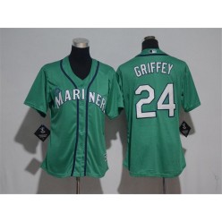MLB Seattle Mariners 24 Ken Griffey Green Alternate 2015 Cool Base Women Jersey