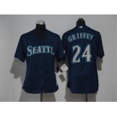 MLB Seattle Mariners 24 Ken Griffey Navy Blue Alternate Stitched Women Jersey