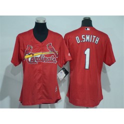 MLB St.Louis Cardinals 1 Ozzie Smith Red Cool Base Baseball Women Jersey