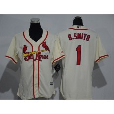 MLB St.Louis Cardinals 1 Ozzie Smith Retired Cream Cool Base Baseball Women Jersey