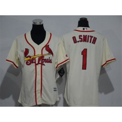 MLB St.Louis Cardinals 1 Ozzie Smith Retired Cream Cool Base Baseball Women Jersey