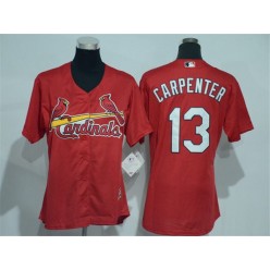 MLB St.Louis Cardinals 13 Matt Carpenter Red Cool Base Baseball Women Jersey