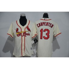 MLB St.Louis Cardinals 13 Matt Carpenter Retired Cream Cool Base Baseball Women Jersey