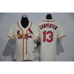 MLB St.Louis Cardinals 13 Matt Carpenter Retired Cream Cool Base Baseball Women Jersey