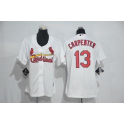 MLB St.Louis Cardinals 13 Matt Carpenter White Home Stitched Women Jersey