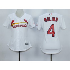 MLB St.Louis Cardinals 4 Yadier Molina 2015 White Women Jersey