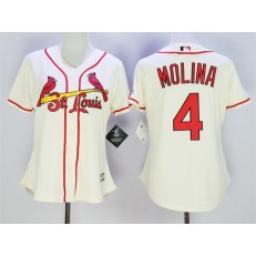 MLB St.Louis Cardinals 4 Yadier Molina Alternate Cream 2015 Cool Base Women Jersey