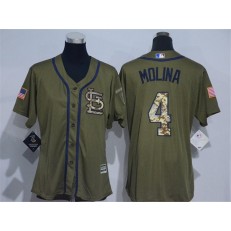 MLB St.Louis Cardinals 4 Yadier Molina Green Salute to Service Majestic Baseball Women Jersey