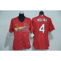 MLB St.Louis Cardinals 4 Yadier Molina Red Cool Base Baseball Women Jersey