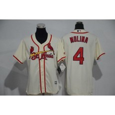 MLB St.Louis Cardinals 4 Yadier Molina Retired Cream Cool Base Baseball Women Jersey