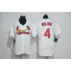 MLB St.Louis Cardinals 4 Yadier Molina White Home Stitched Women Jersey