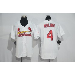 MLB St.Louis Cardinals 4 Yadier Molina White Home Stitched Women Jersey