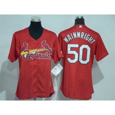 MLB St.Louis Cardinals 50 Adam Wainwright Red Cool Base Baseball Women Jersey