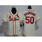 MLB St.Louis Cardinals 50 Adam Wainwright Retired Cream Cool Base Baseball Women Jersey
