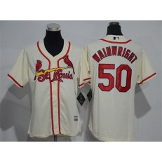 MLB St.Louis Cardinals 50 Adam Wainwright Retired Cream Cool Base Baseball Women Jersey