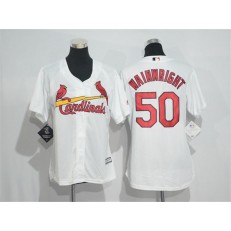 MLB St.Louis Cardinals 50 Adam Wainwright White Home Stitched Women Jersey