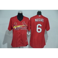 MLB St.Louis Cardinals 6 Stan Musial Red Cool Base Baseball Women Jersey