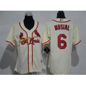 MLB St.Louis Cardinals 6 Stan Musial Retired Cream Cool Base Baseball Women Jersey