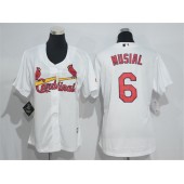 MLB St.Louis Cardinals 6 Stan Musial White Home Stitched Women Jersey