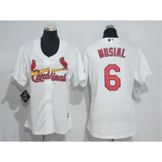 MLB St.Louis Cardinals 6 Stan Musial White Home Stitched Women Jersey