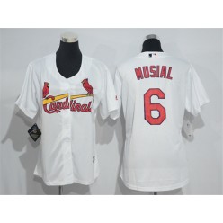 MLB St.Louis Cardinals 6 Stan Musial White Home Stitched Women Jersey