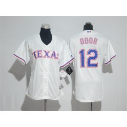 MLB Texas Rangers 12 Rougned Odor White Home Stitched Women Jersey