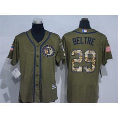 MLB Texas Rangers 29 Adrian Beltre Green Salute to Service Majestic Baseball Women Jersey