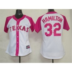 MLB Texas Rangers 32 Josh Hamilton 2012 Fashion by Majestic Athletic Women Jersey