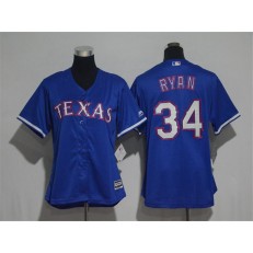 MLB Texas Rangers 34 Nolan Ryan Blue Alternate Stitched Women Jersey