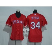 MLB Texas Rangers 34 Nolan Ryan Red Alternate Stitched Baseball Women Jersey